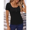 Clearlove Women's 2025 Short Sleeve T Shirt Square Neck Slim Fitted Tops Summer Basic  Tee Tops - 3 of 4