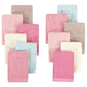 Hudson Baby Infant Girl Rayon from Bamboo Woven Washcloths 12pk, Soft Peony, One Size - 1 of 2