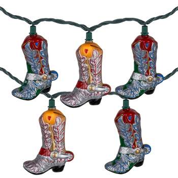 Northlight 10-Count Cowboy Boot Patio Light Set, 5.75ft Green Wire
