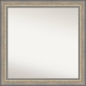 31"x31" Non-Beveled Wood Bathroom Wall Mirror Fleur Silver - Amanti Art: Modern Style, Square Shape, Wall Mount, Wood Frame - 1 of 4