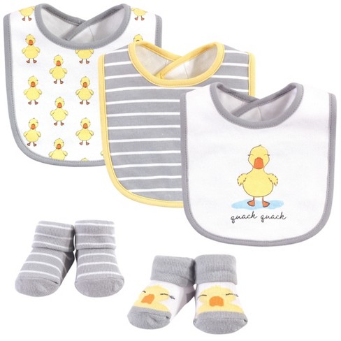 Hudson Baby Infant Cotton Bib And Sock Set 5pk, Quack Quack, One Size ...