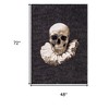 HomeRoots 5' X 7' Black and White Funky Skull Non Skid Area Rug - 3 of 4