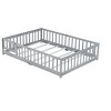 Sapphtopaz Kids Bed Frame, Rubber Wood Floor Bed with Safety Guardrails for Toddlers & Kids' Bedrooms (Twin/Full Size) - 3 of 4