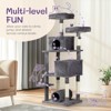 phiestina 65 inch Cat Tree, Indoor Cat Play House with Padded Beds, Cozy Condos, Sisal Posts, Toy Balls & Tunnel, Dark Grey - 2 of 4