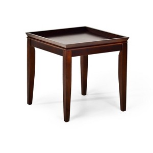 Contemporary Cherry End Table - Sturdy Manufactured Wood, Tray Top, Distressed Finish - Perfect Addition for Any Home - 1 of 4