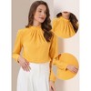 Allegra K Women's Business Casual Stand Collar Chiffon Long Sleeve Blouse - 2 of 4