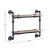 INFURNIC Decorative Wall Shelf 2-Tier Metal Tube Water Pipe Style Shelf for Display and Storage Easy Installation, Brown, 28"*9"*24" - 4 of 4