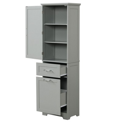 NicBex 68.1 Inch Tall Bathroom Storage Cabinet,Modern Storage Cabinet with 2 Different Size Drawers and Adjustable Shelf