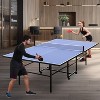 107.87"9ft Mid-Size Table Tennis Table Foldable & Portable Ping Pong Table Set for Indoor Games with Net, 2 Table Tennis Paddles,Blue - 4 of 4