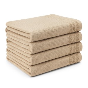 TOWN & COUNTRY BASICS 4-Piece Waffle Woven Terry Stripe Bath Towel Set - 1 of 4