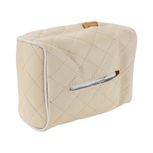 Unique Bargains Universal Car Tissue Holder for Storage Tissues Box Cover Car Backseat Extra Large Tissue Organizationm Faux Leather Beige - 1 of 4