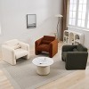 33.5"W Modern Accent Chair, Super Soft Faux Lambskin Reading Arm Chair with High Density Foam Cushion and Lumbar Pillow 4L - ModernLuxe - 4 of 4
