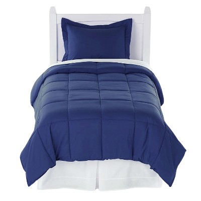 Plazatex Solid Reversible Super Soft 2 Piece Comforter Set Twin Navy