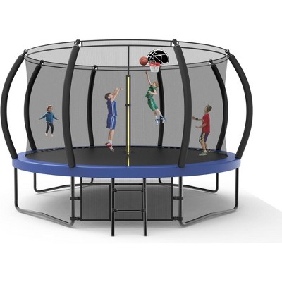 Probe Hues Large Outdoor Trampolines with Safety Net, Basketball Hoop, Ladder
