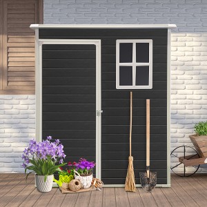 5x3Ft Resin Outdoor Storage Shed, Waterproof Utility Tool Shed W/Lockable Door, Side Window And Air Vents, Garden Shed House For Backyard Patio Lawn - 1 of 4