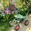 Garden Cart with 360° Swivels Sea, 10-Inch All-Terrains Tires, Adjustable Steering & Foldable Design, Multi Purpose Rolling Stool for Gardening - 2 of 4