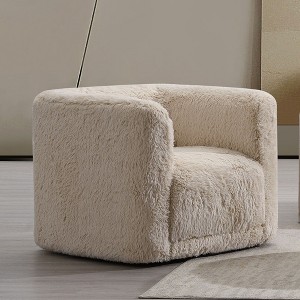 Linen Upholstered Swivel Accent Chair with Full Foam Construction and Tightly Upholstered Cushions - 1 of 4