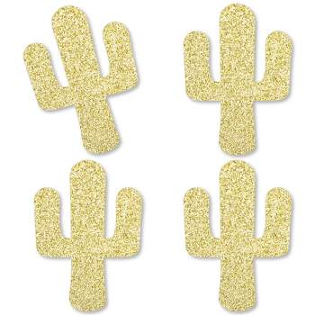 Big Dot of Happiness Gold Glitter Cactus - No-Mess Real Gold Glitter Cut-Outs - Christmas Cactus Party Confetti - Set of 24