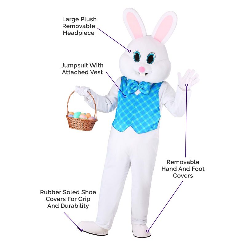 HalloweenCostumes.com One Size Fits Most   Sweet Easter Bunny Adult Costume, White/Pink/Blue, 3 of 7