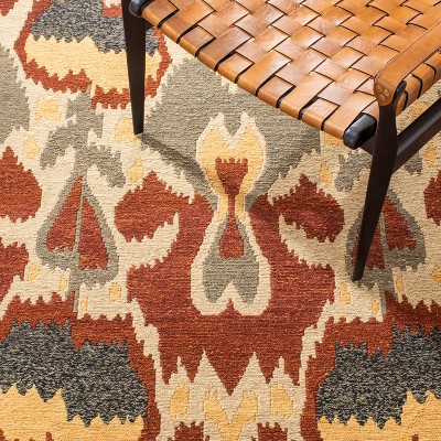 Sumak 4' x 6' Gray and Yellow Wool Flat Woven Rug