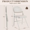 PU Leather Folding Chair Set of 4, Foldable Party Chairs with Non-Slip Feet Pads, Portable Stackable Seat, Metal Frame for Home, Office, Kitchen - 3 of 4