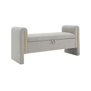 NicBex Modern 52.3" Storage Bench Wood Accent Stools with Armrests for Bedroom and Entryway - 1 of 4