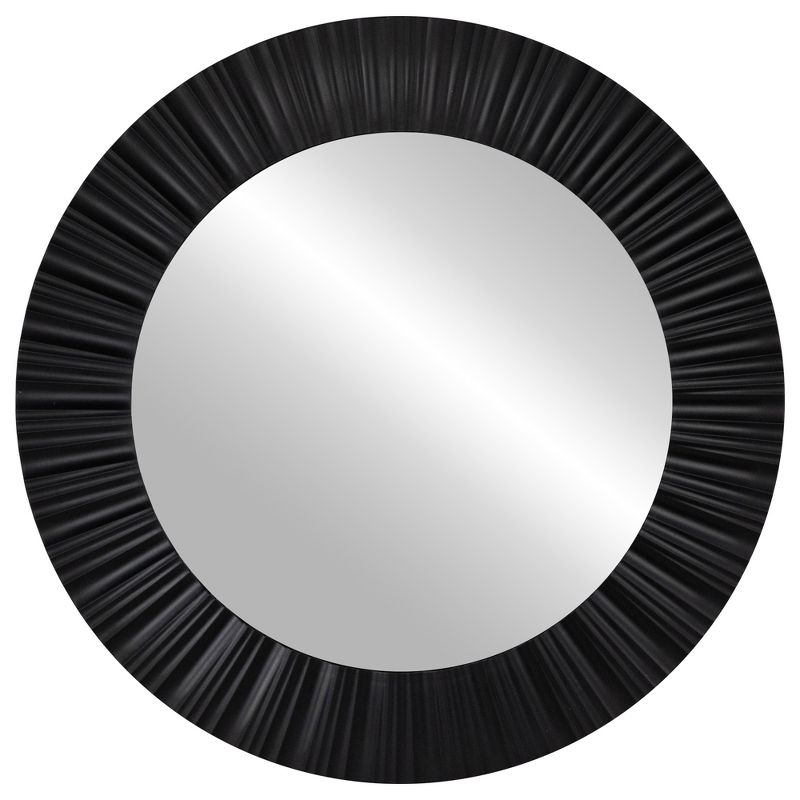 Northlight 20" Black Contemporary Fluted Round Mirror Wall Decor, 1 of 8