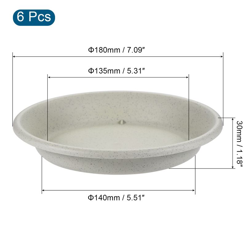 Unique Bargains Indoor Outdoor Plastic Round Flower Drip Tray Plant Pot Saucer 7 Inch 6 Pcs, 2 of 6