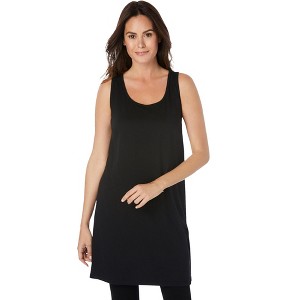 Woman Within Women's Plus Size Longer-Length Dip-Dye Sleeveless Tunic - 1 of 4