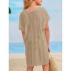 Girls Crochet Beach Cover Up Lightweight U Neck Kids Swimwear Above Knee Beach Cover Up for Girls Beachwear Tops - 2 of 4