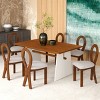 7 PCS Space-Saving Design Dining Set, Dining Table with Trestle Base, Mermaid-Back Chairs with Rubber Wood Frame and Cushion-Coolbibila - 2 of 4