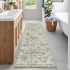 Washable Floral Runner Rug - Ultra-Soft Vintage Print Stain-Resistant Carpet Easy-Clean Distressed Floor Mat for Hallway Laundry Room Bedroom - 2 of 4