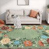 9x12 Green Area Rug, Machine Washable Non-Slip Modern Floral Low-Pile Carpet, Stain-Resistant No-Shedding Easy-Clean for Living Room - 2 of 4