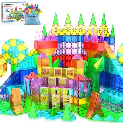 PICASSO-TILES 101 pc Magnetic Tiles, Educational Building Blocks Set with Tote Bag, STEM Toy for Kids