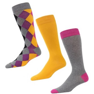 Memoi Diamondlap Cotton Blend Crew Sock 3 Pack - 1 of 2