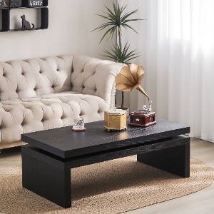 Lyngins Modern Coffee Table for Living Room – Floating Top Design, Wood Coffee Table with Rectangular Tabletop, Center Table & Sofa Table - 1 of 4