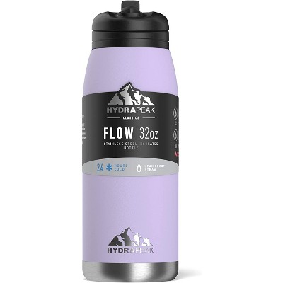 Hydrapeak Flow Water Bottle Stainless Steel Insulated 32oz Wide Mouth Lid  Purple
