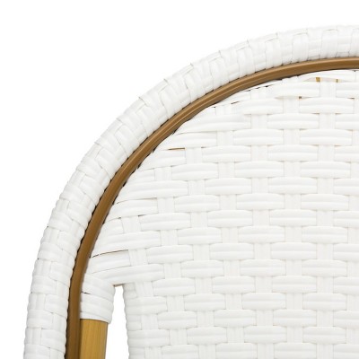 Parisian White Wicker and Aluminum Counter Stool