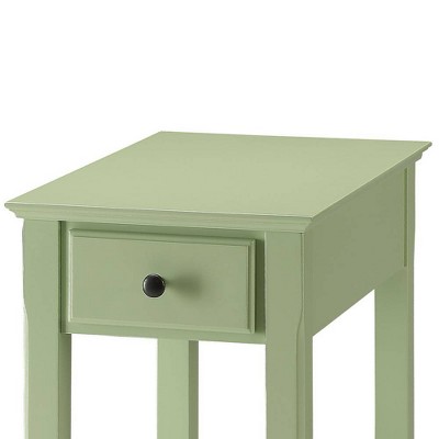 Bertie Light Green Wooden Accent Table with Drawer and Shelf