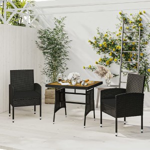 vidaXL 3 Piece Patio Dining Set Poly Rattan Black - 1 of 4