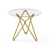 Vynxaria 35.4-Inch Square Tempered Glass Dining Table with Sturdy Gold Metal Legs - 2 of 4