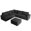 XIZZI Modular Corduroy Sectional Sofa: 5 Sold-Separately Units (Corner, Arms, Ottoman) | Black/Camel | Standard/Large Cushion Options | DIY Friendly - 2 of 4