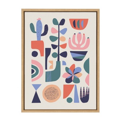 18" x 24" Sylvie Mid Century Succulent Framed Canvas Wall Art by Rachel Lee Natural - Kate and Laurel