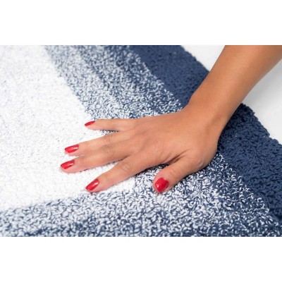 Whitney Ombre Blue Cotton Reversible Bath Rug Set