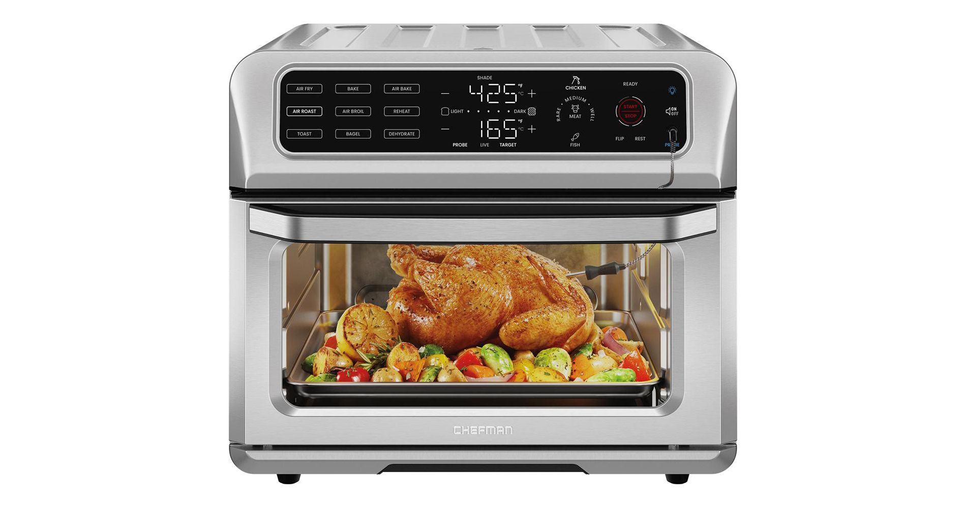 Chefman ExacTemp Air Fryer Toaster Oven Combo with Probe Thermometer (Manufacturer Refurbished)