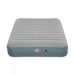 Bestway AlwayzAire Gray 14 Inch Indoor Outdoor Camping Inflatable Air Mattress Bed with Rechargeable USB Electric Built In Pump, Queen