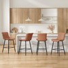 PAGED Modern Counter Height Bar Stools Set of 2, Faux Leather Armless Bar Stools with Practical Features for Kitchen Island, Home Bar - 4 of 4