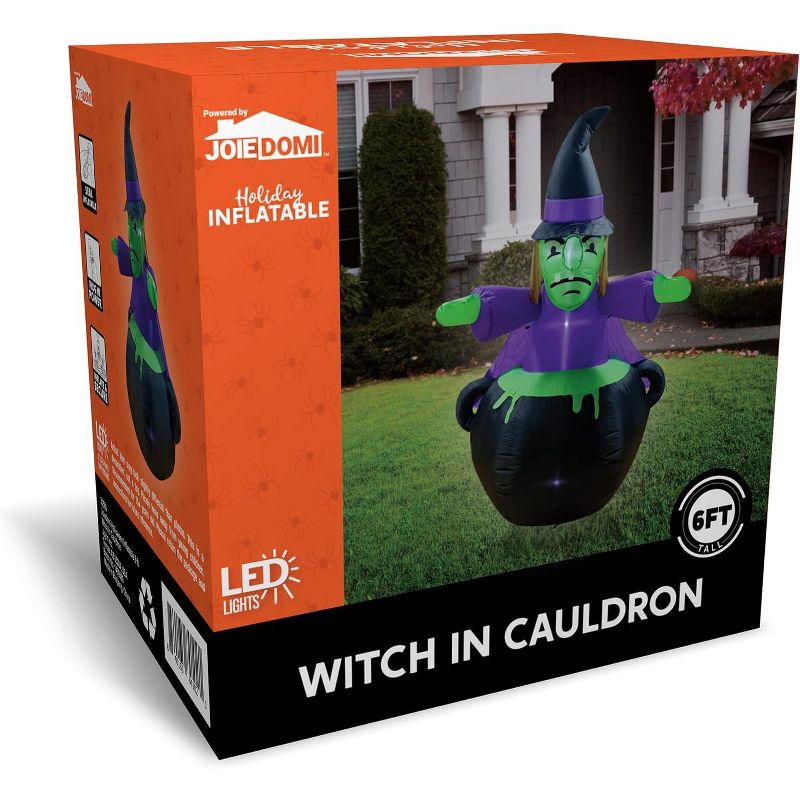6ft Halloween Inflatable Witch in Cauldron, 5 of 6