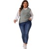 Agnes Orinda Women's Plus Size V Neck Knit Solid Classic Sleeveless Pullover Sweater Vest - 3 of 4