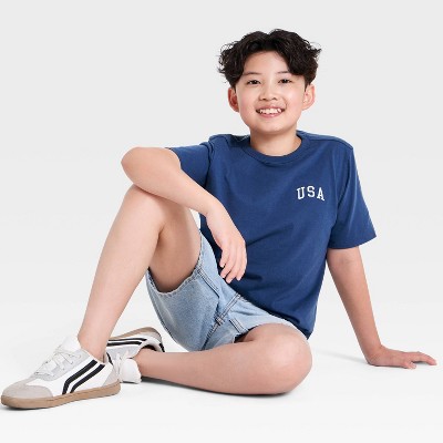 Детские Cat & Jack Kids' Short Sleeve 'USA Flag' Graphic T-Shirt - Cat & Jack™ Navy Blue M — фото 3